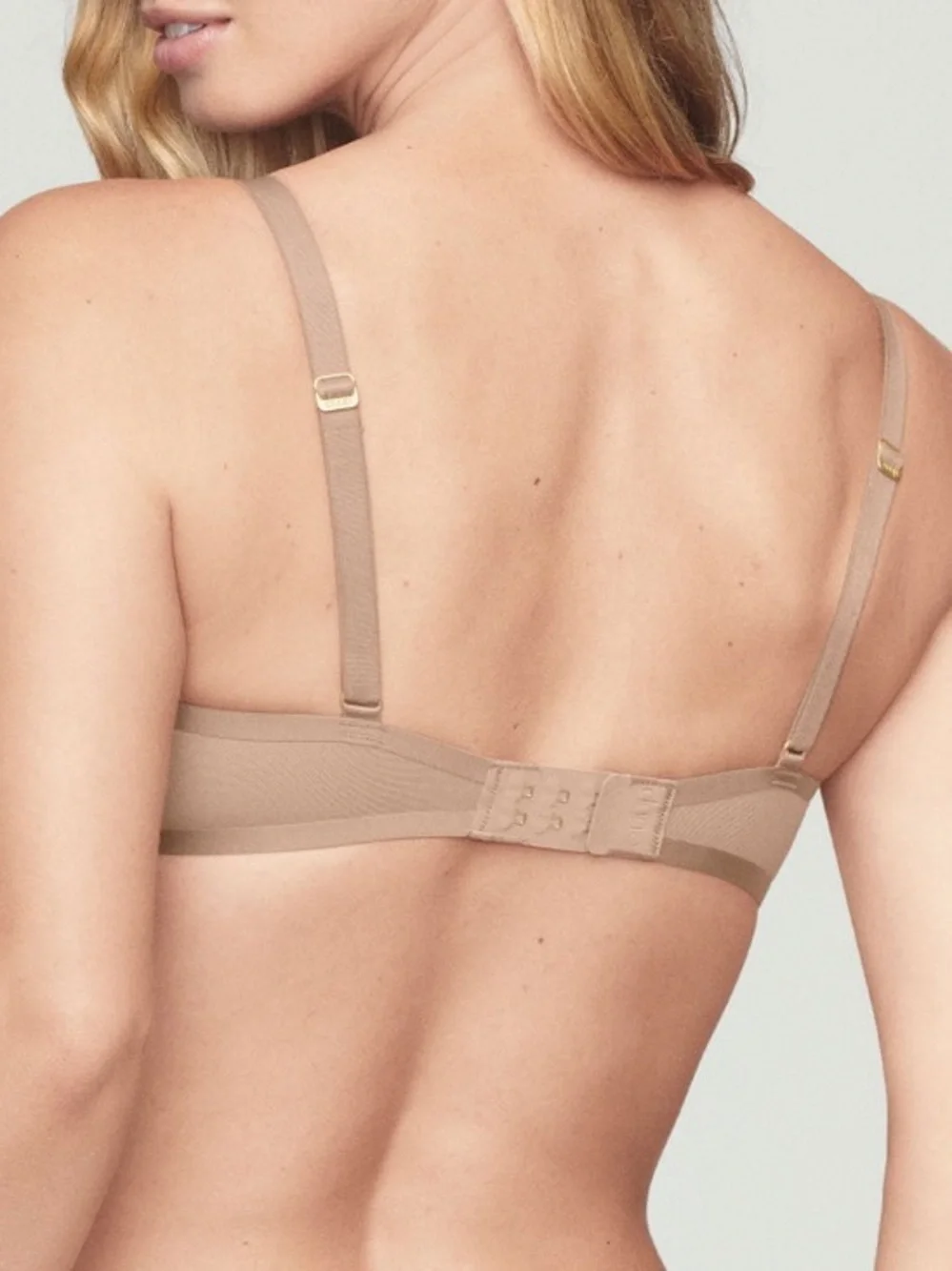 CUUP The Plunge Mesh Bra Taupe Beige Size 34D Sheer Minimalist Underwire Smooth